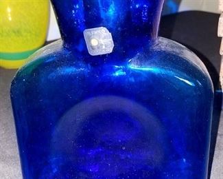 Blenko Glass Water Bottle Cobalt Blue 384