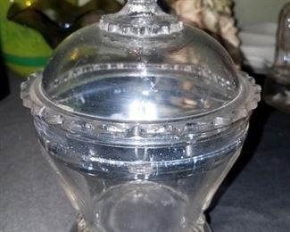 Antique EAPG Glass Hobbs Brockunier Viking 8” Lidded Compote