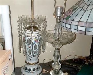 Antique and vintage lamp bases (some with crystals)