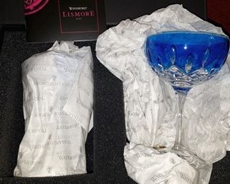 Waterford blue stemware (2) Lismore Pops