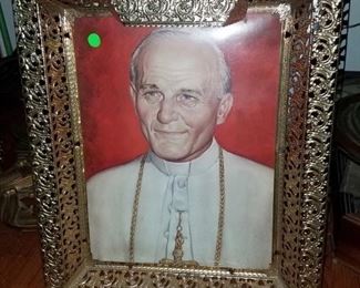 Vintage framed picture of Pope