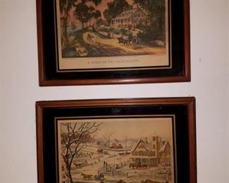 Currier and Ives framed prints