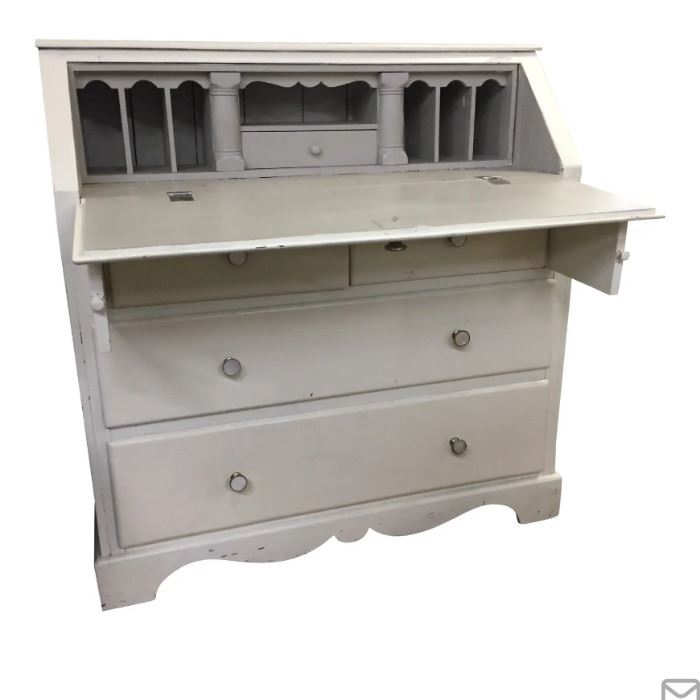 Vintage Gray Painted Secretary