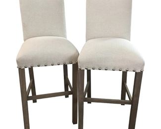 Light Gray Fabric Barstools A Pair