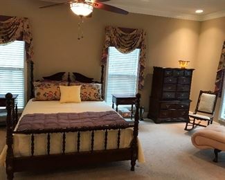 American Drew queen bed, chest of drawers, two night stands (dresser not shown)