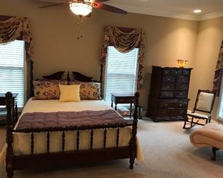 American Drew queen bed, chest of drawers, two night stands (dresser not shown) 