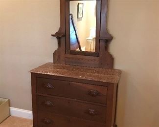 Lovely Eastlake dresser with marble base and mirror (one of four piece bedroom suite)