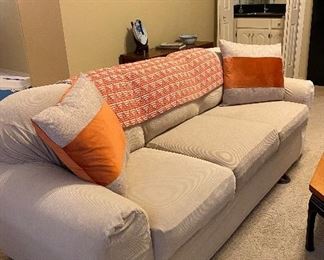 Covered Sofa, Decorative Pillows (NFS)