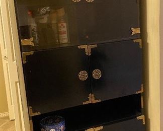 Chinese Black Lacquer Cabinet/Entertainment Center