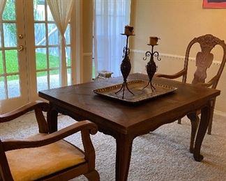 French Style Dining Extendable Table with Two Captains Chairs