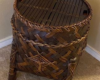 Indonesian Rattan Barrell Footstool with Storage