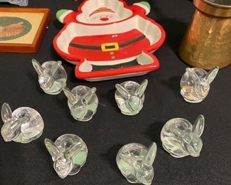Crystal Bunnies for Minnie Candles, Santa Candy Dish