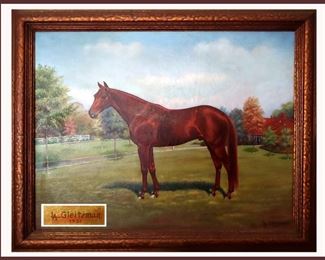 Large Signed LA Gleitsman Oil Painting of a Beautiful Horse; Dated 1932