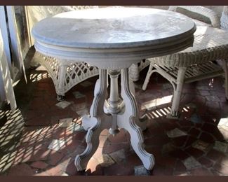 Marble Top Painted Antique Table 