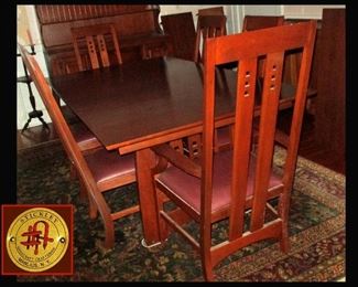 Wonderful Stickley Dinette Set with 6 Chairs and an Extra Leaf 