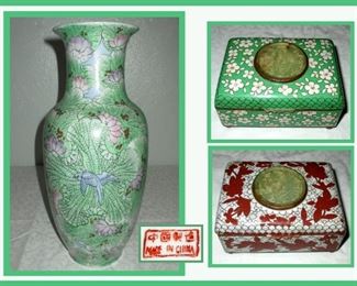 Vintage Vase and Boxes 