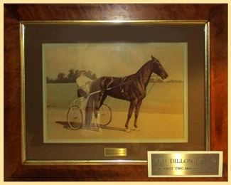 Beautifully Framed Old Litho Lou Dillon First 2 Minute Trotter