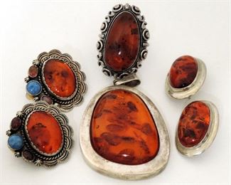 AMBER AND STERLING JEWELRY