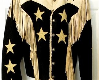 DESIGNER SUEDE JACKET WITH FRINDGE AND GOLD STARS