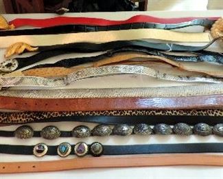 DESIGNER BELTS: MARGARITA BARRERA, JUDITH LEBER, COACH, CHICOS, ITALIAN LEATHER, NATIVE AMERICAN, OSTRICH, SNAKESKIN & MORE