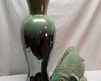 Ceramic Vase  Fish Figurine