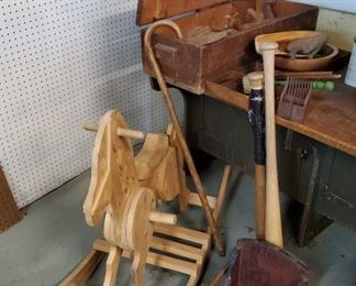 Vtg Wood Tools, Rocking Horse 