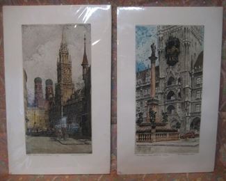 Signed Numbered French Etchings