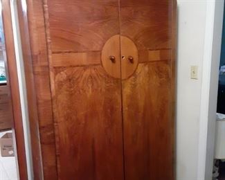 Antique wardrobe, needs replacement lock or latch if you want to secure. Doors stay closed so latch is not required.