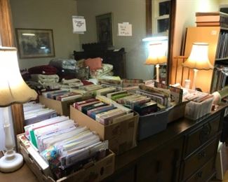 Boxes and boxes of cards! Most are boxed or sorted by type (birthday, sympathy, congratulations . . .)