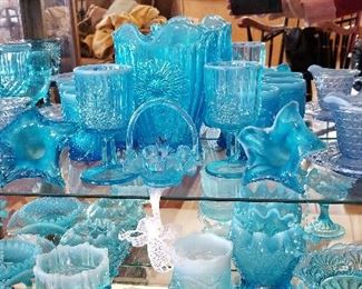 There is still some blue glass for sale. There is glass in a few different places that we still have for sale.  Please note some items on shelves may have been previously sold. This is the last day of our sale Saturday.