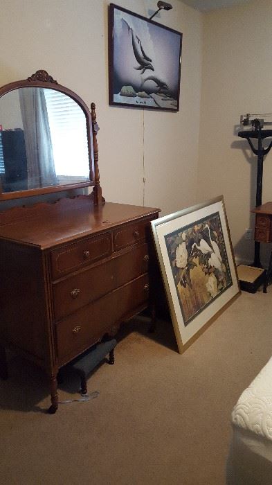 antique dresser and picture
