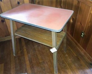 36. Side Table with Orange Top and Shelf