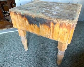 54. Antique butchers block from old Virginia meat market store