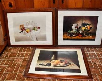 73. Three 3 Color Lithographs of Still Life Scenes