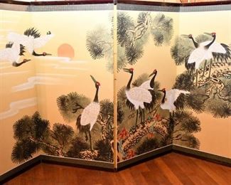 112. Folding Screen with Crane Motif