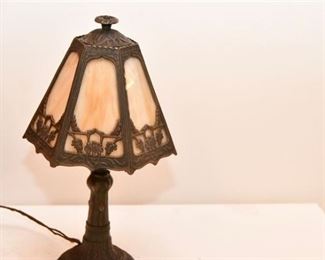 115. Art Nouveau Boudoir Slag Glass Lamp