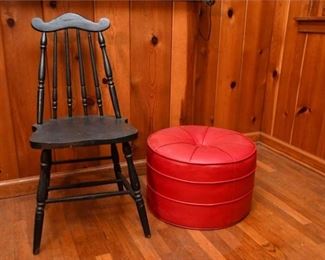 140. Stick Back Chair and Upholstered Ottoman