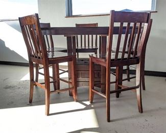Oval Wooden Dining Table And Five Chairs