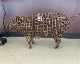 Wooden Pig Sculpture