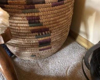 large woven basket with lid