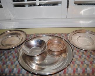 STERLING trays, plates and bowls