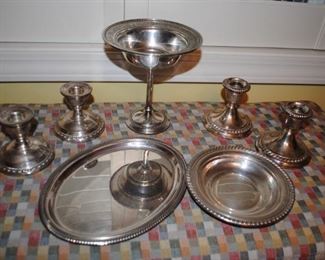 STERLING compote, trays, candlesticks
