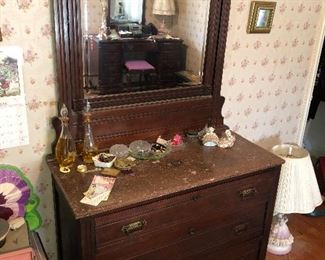 Marble top Victorian chest with mirror . Nice!