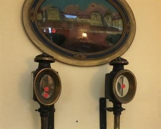 Antique Carriage Lamps are sold. Reverse painted glass  painting is still available. 