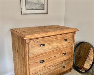Reclaimed wood three drawer dresser.