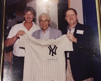 NY Yankees Phil Rizzuto Autographed Framed Jersey (Pictured: Owner W/ Phil Rizzuto)