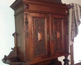 Antique Gothic Dining Room Cabinet