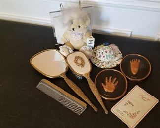 Lot #25 - $ 35  Hand Mirror Comb Brush, Finger Tip Towel & Miscellaneous Items 
