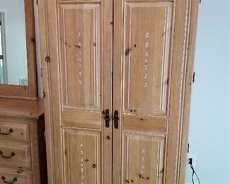 Lot # 70 -  $ 110 Wood Armoire  45" long X 74.5" tall X 23" wide 