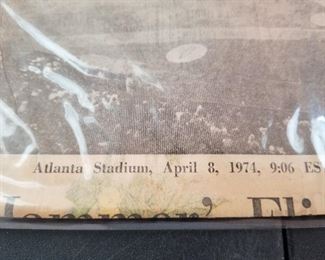Lot # 100 - $25  Hank Aaron 1974 Career Home Run Newspaper Article 
